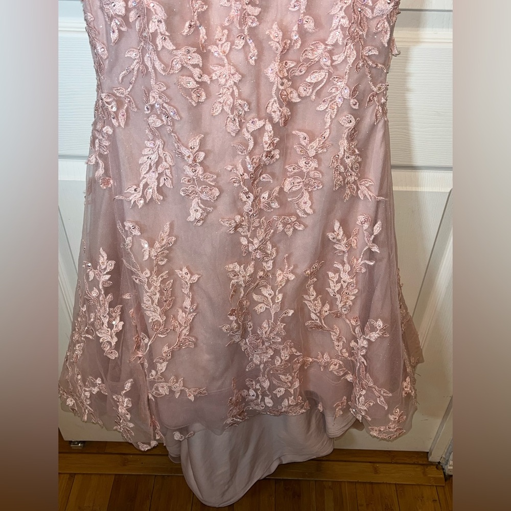 Morilee Elegant Pink Lace Prom Dress - Picture 3 of 11